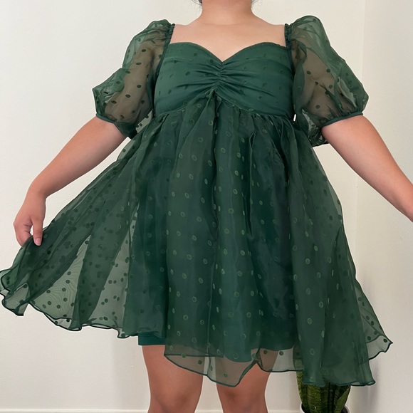 Lace & Beads Polka Dot Babydoll Dress - Picture 2 of 14